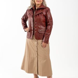 Saia Luxie em Couro Pelica