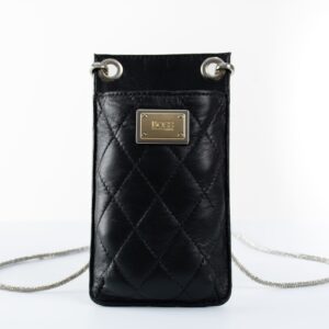 Bolsa Para Celular Billie em Couro Pelica Matelassê - Preta