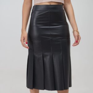 Saia Kate em Couro Pelica