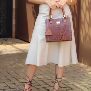 Saia Midi Ariana em Pelica